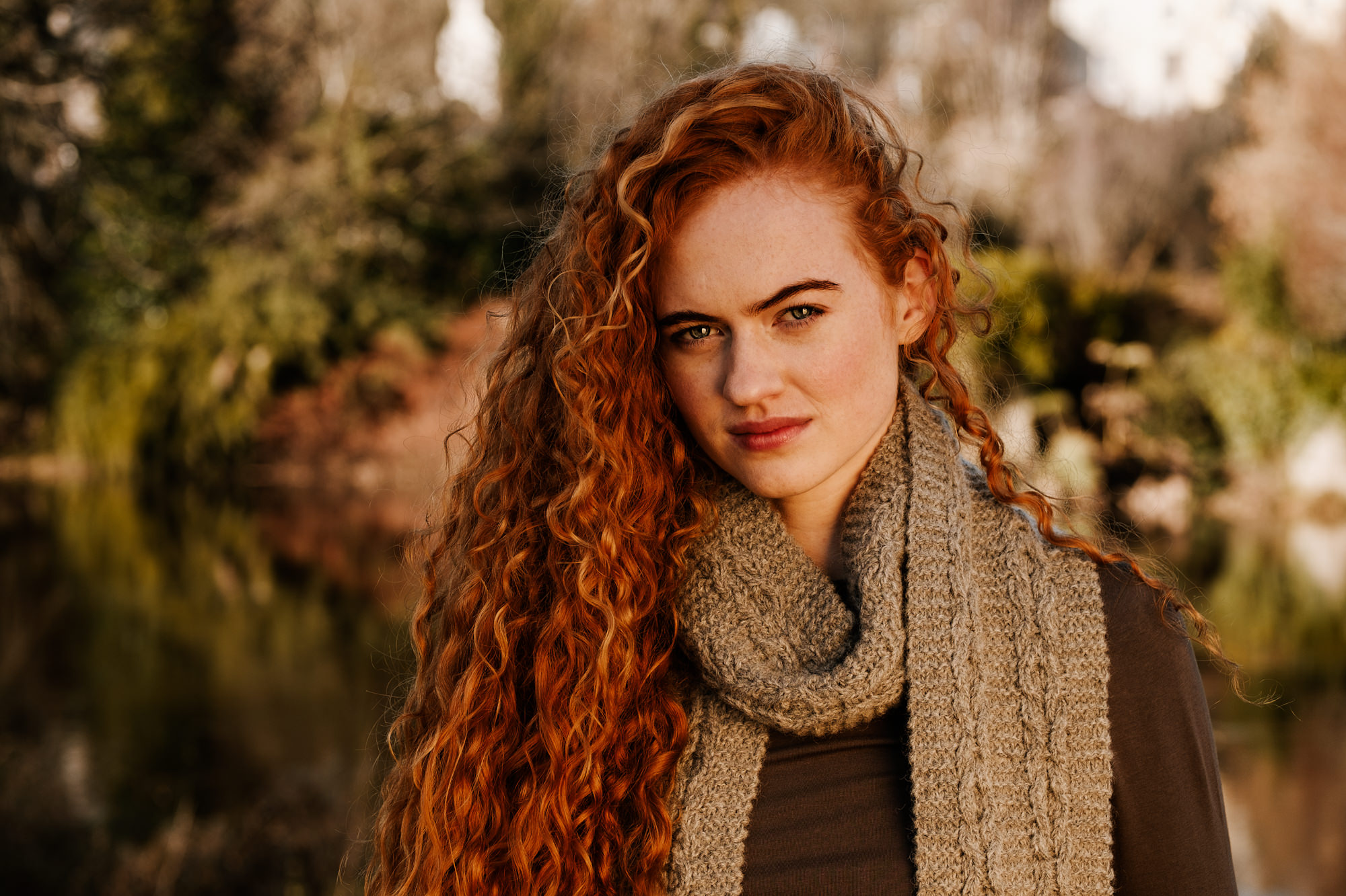 Red hair model Irish knitwear Vibes Yarns